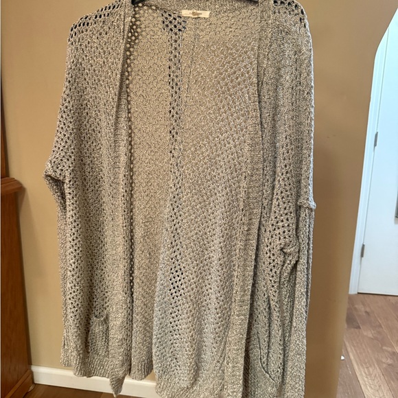 Women's Gray Open-Knit cardigan size XL - Picture 2 of 4
